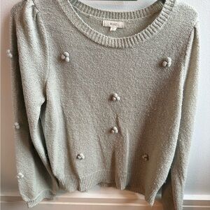 Mine mint green  Pom Pom Knit Sweater Cozy Textured Pullover